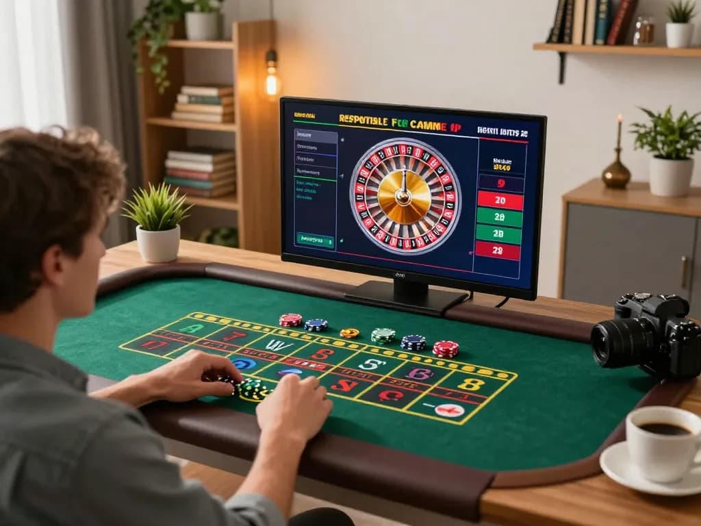 PHTAYA player placing bets in a strategic online gambling session on a laptop in a cozy home office.
