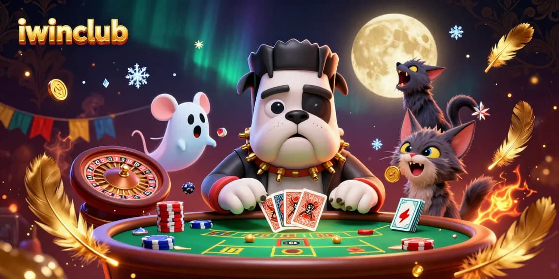 Iwinclub invites players to enjoy an exciting live casino game scene featuring expressive characters and engaging elements.