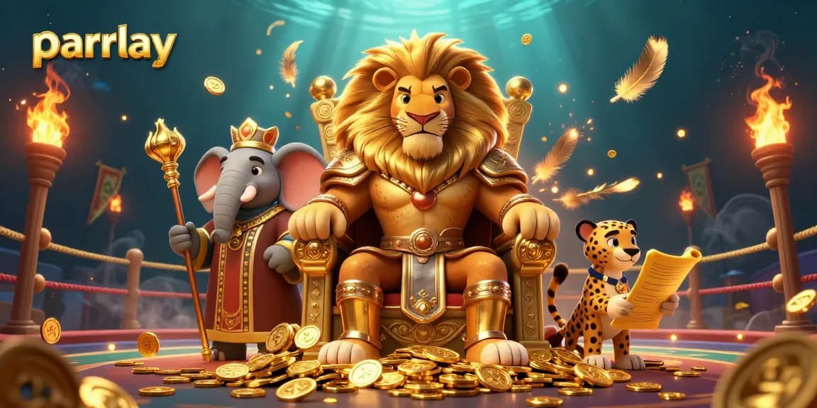 Engaging parlay betting scene showcasing a king, advisor, and messenger among gold tokens