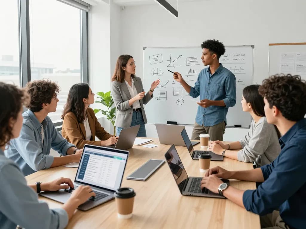 Purchase PLR Content during a collaborative business meeting in a bright modern office.