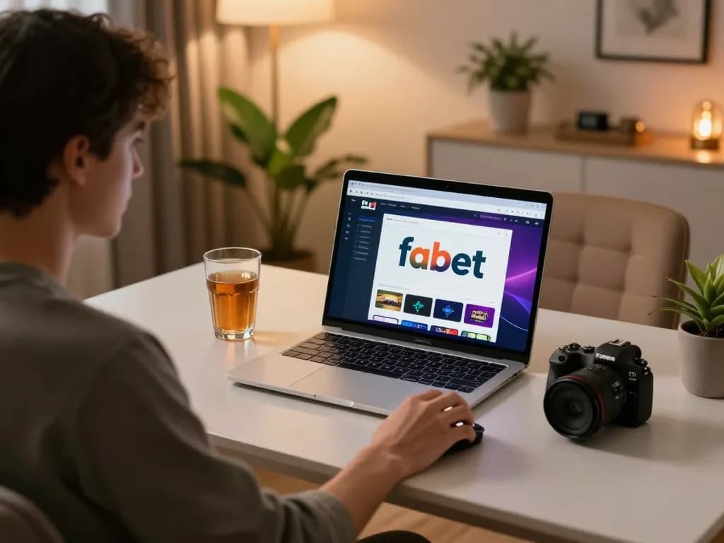 Engaged player gambling on fabet platform at home, showcasing online betting excitement.