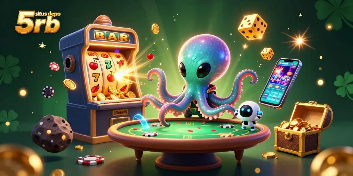 Spin the reels on the situs depo 5rb with vibrant 3D characters amidst a jackpot explosion.