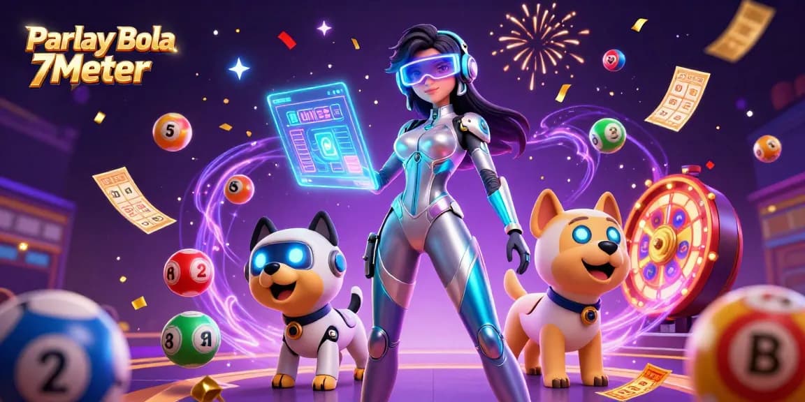 Experience Parlay Bola 7Meter with vibrant sports-themed elements and 3D dynamic characters.