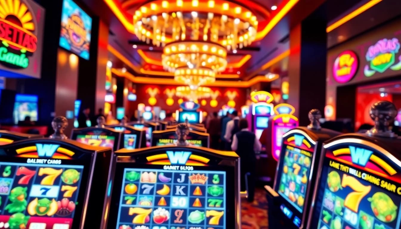 Engaging view of online slots UK showcasing colorful machines and a vibrant gaming atmosphere.