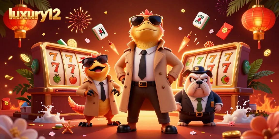 luxury12 raptors try to enter a casino, surrounded by colorful slot reels and festive elements