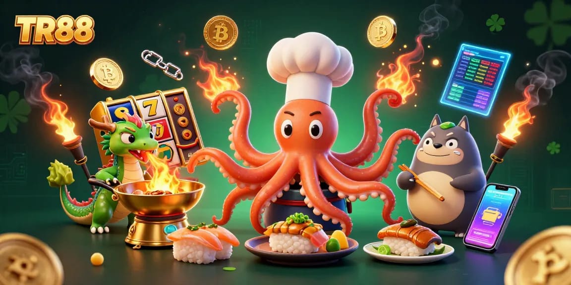 Engage in thrilling gameplay at TR88 with a vibrant scene of colorful characters and casino elements.