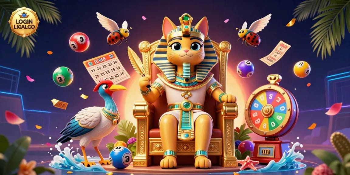 Engage in exciting gameplay with LOGIN LIGALGO; explore vibrant lottery elements and a majestic casino setting.