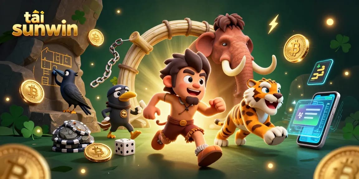 Experience excitement as you tải sunwin and immerse in a vibrant prehistoric casino scene.
