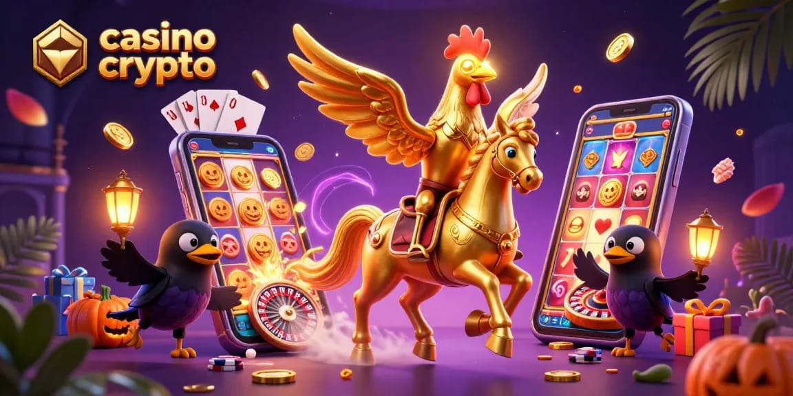 Jouer au casino crypto avec un coq doré dans un monde de jeux numériques palpitants.
