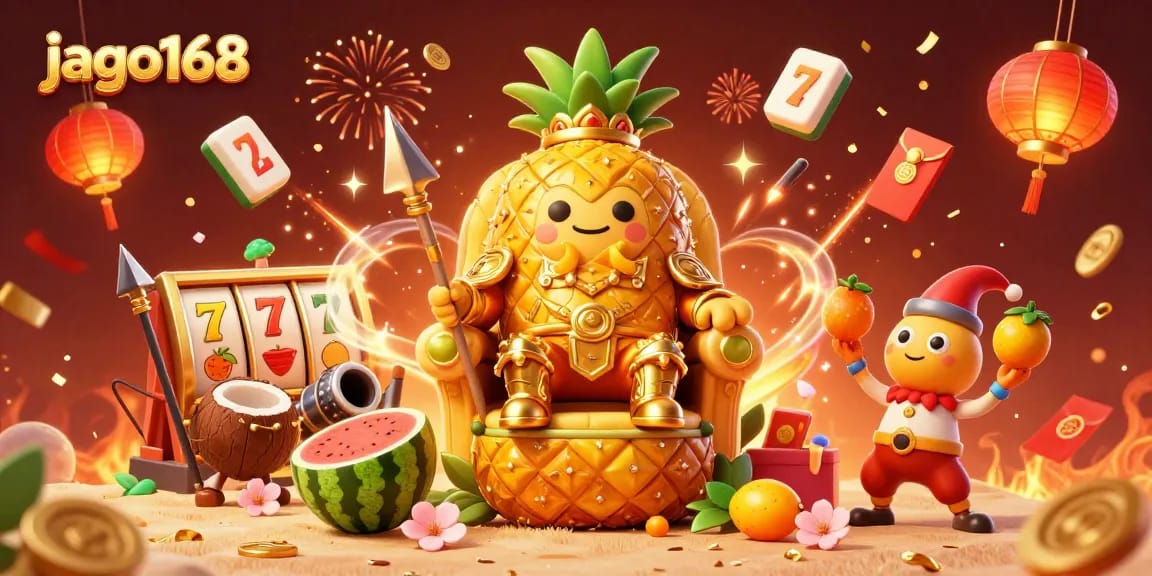 Engage with the thrilling jago168 gaming scene featuring vibrant casino elements, characters, and celebration.