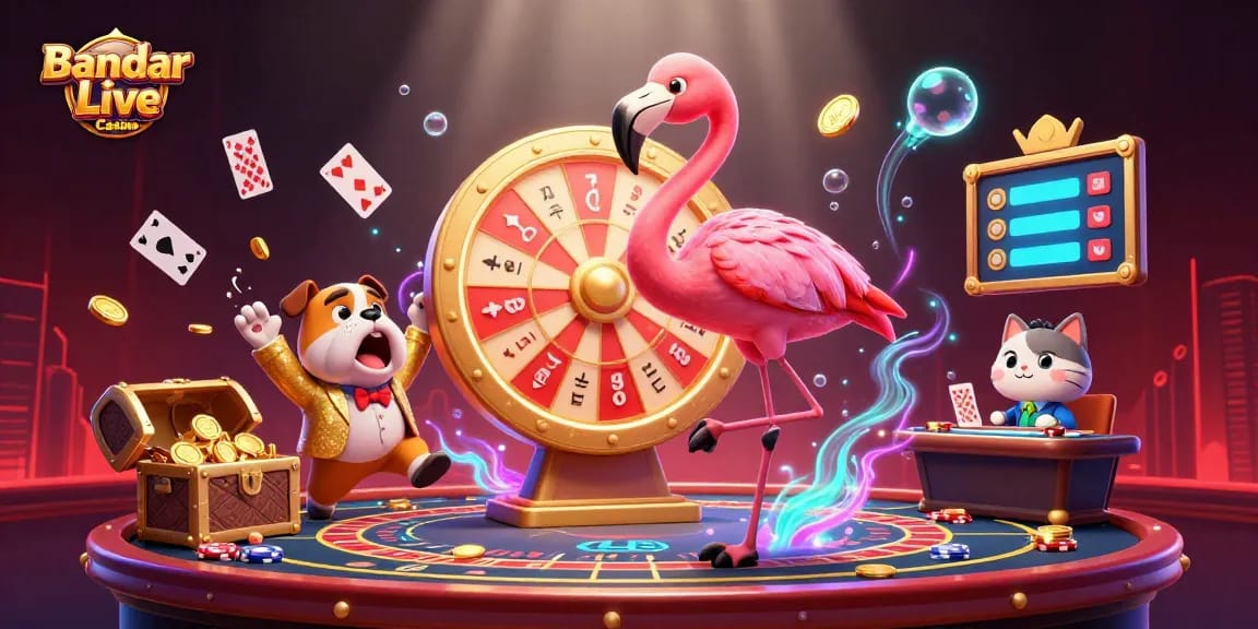 Engage with exciting wins at Bandar Live Casino, featuring vibrant 3D characters and dynamic gaming elements.