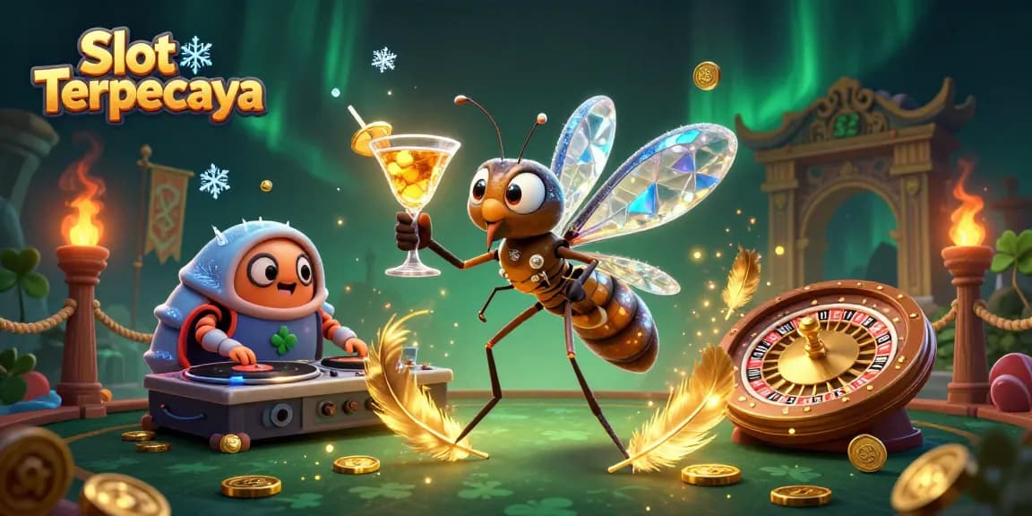 Experience the excitement of Slot Terpercaya with vibrant casino elements and animated characters.