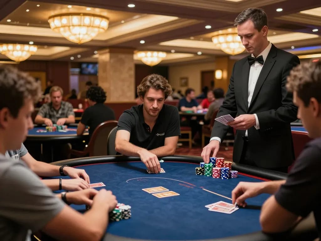 Players strategizing their bets at a high-stakes game, capturing the essence of tylekeonhacai88 in action.