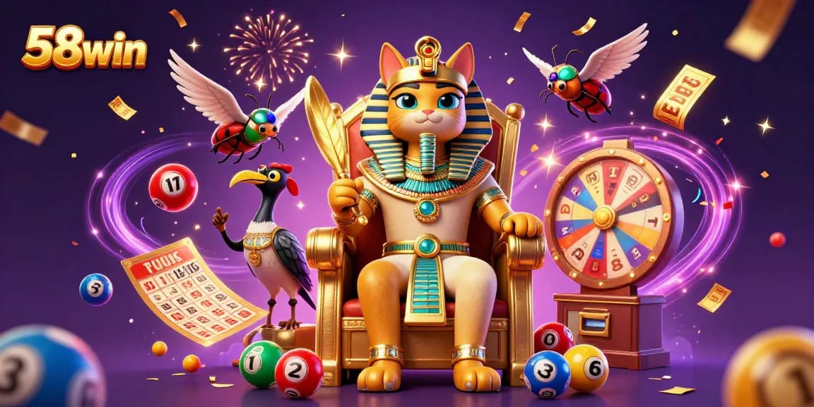 Experience thrilling gaming with 58win's vibrant jackpots, spinning wheels, and dynamic lottery elements.