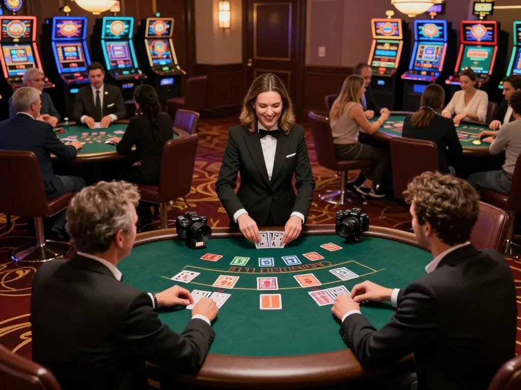 Players engaging in thrilling blackjack moments at 566 casino, showcasing lively gaming atmosphere