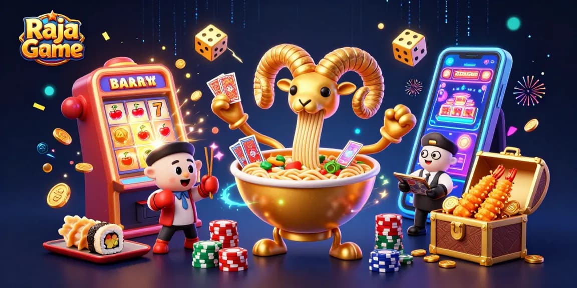 Spin the reels and win big with Raja Game's exciting slot machine action and vibrant characters.