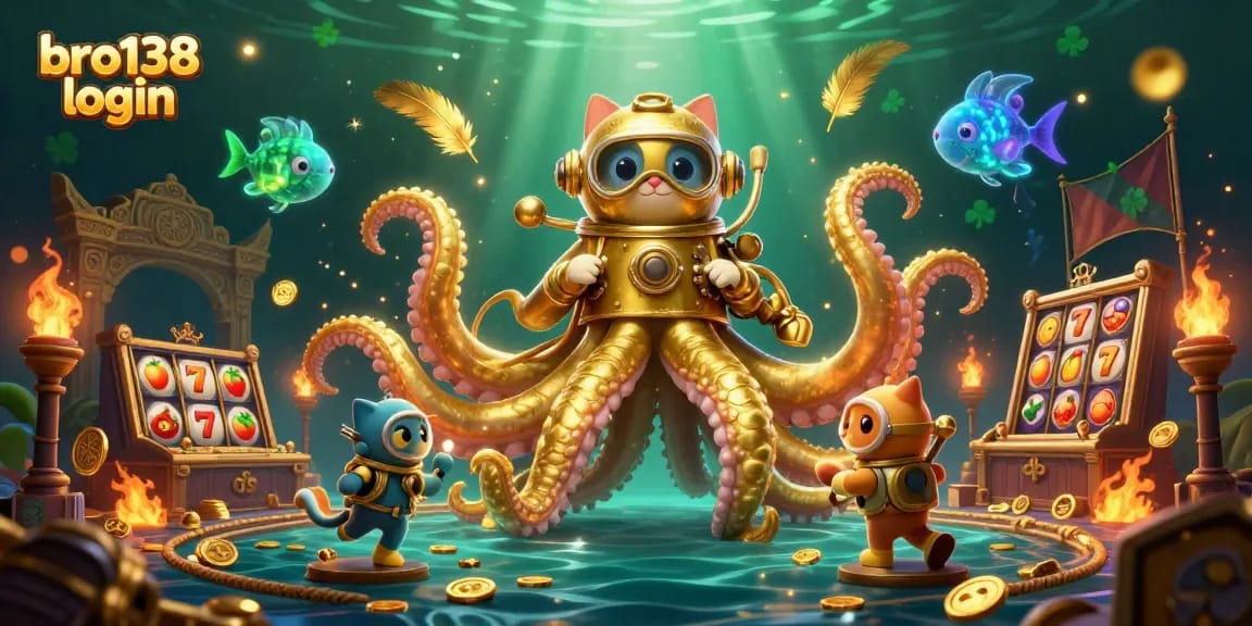 Engage in the thrill of bro138 login with a vibrant, treasure-filled casino scene.