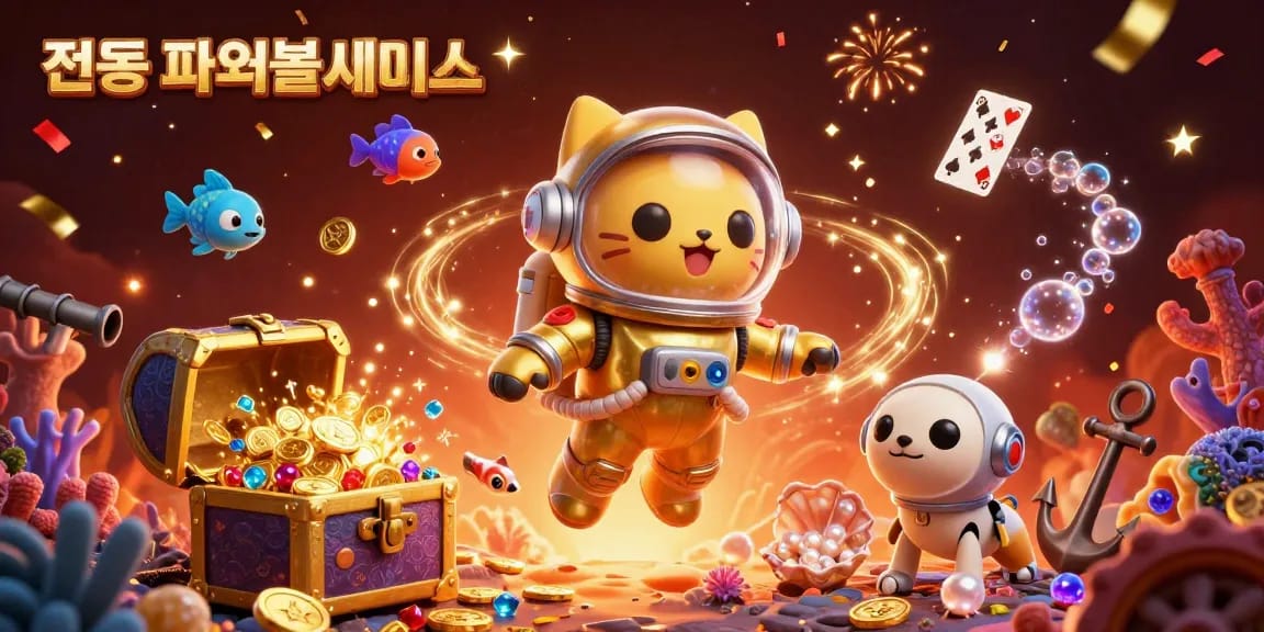 전용 파워볼사이트에서 다양한 게임을 경험하며 즐기는 컬러풀한 장면입니다.