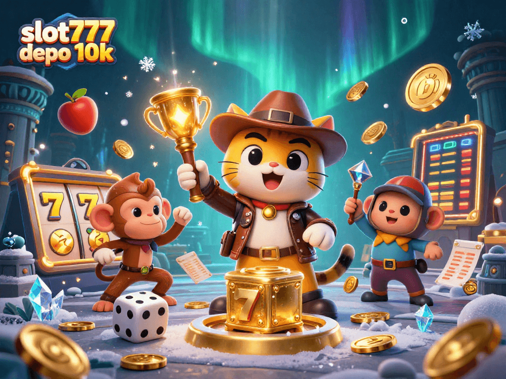 Engage in thrilling slot777 depo 10k gameplay with dynamic illustrations reflecting exciting casino atmosphere.