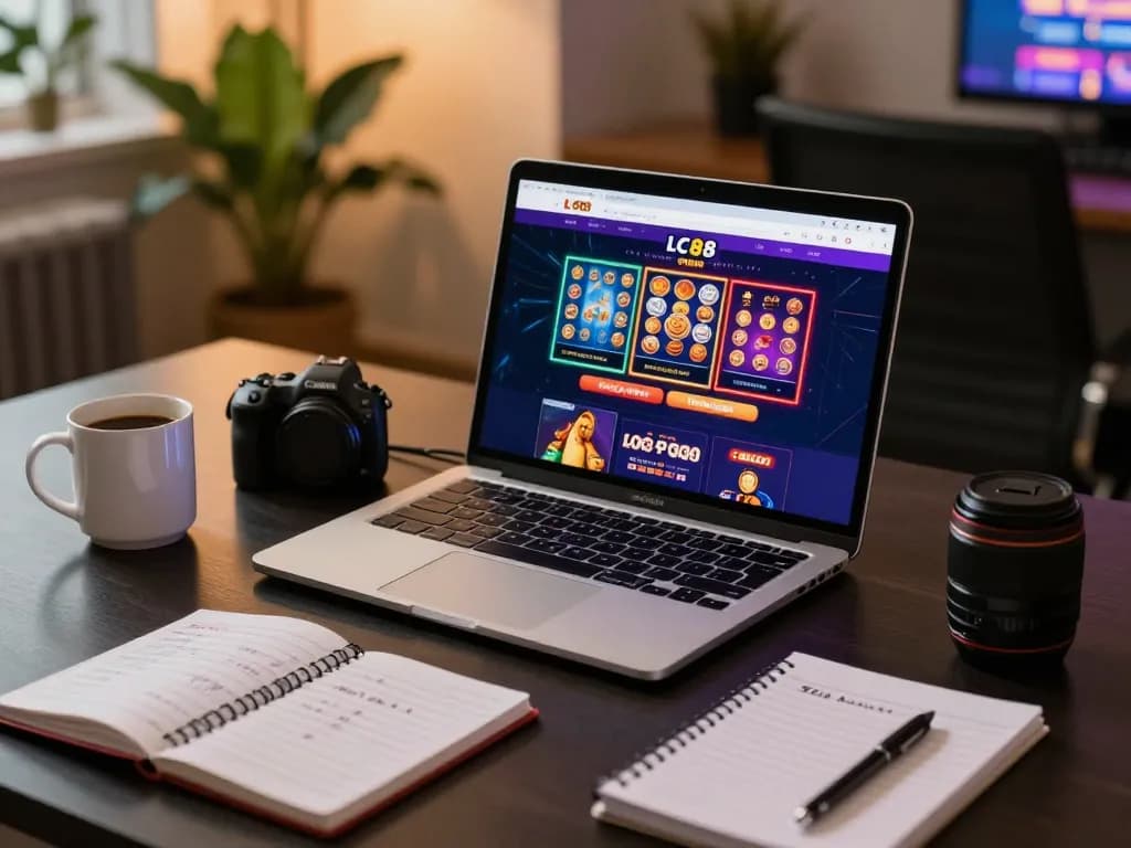 Engaging online gaming scene featuring LC88 platform showcasing vibrant slots and poker games.