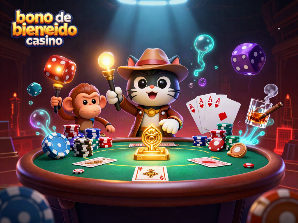 Bonos de bienvenida casino: captura la esencia de las promociones con un gato arqueólogo en un entorno vibrante.