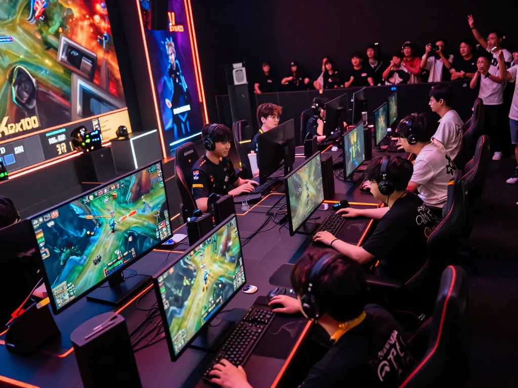 KPK100 esports tournament scene featuring excited players immersed in competitive gameplay.
