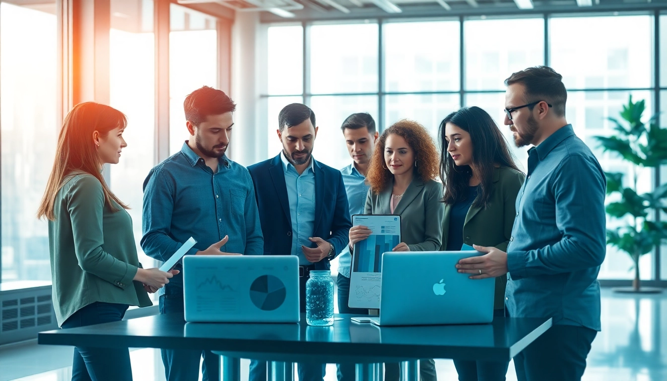 Focusing on msp companies near me, a professional IT managed services team collaborates in an office.