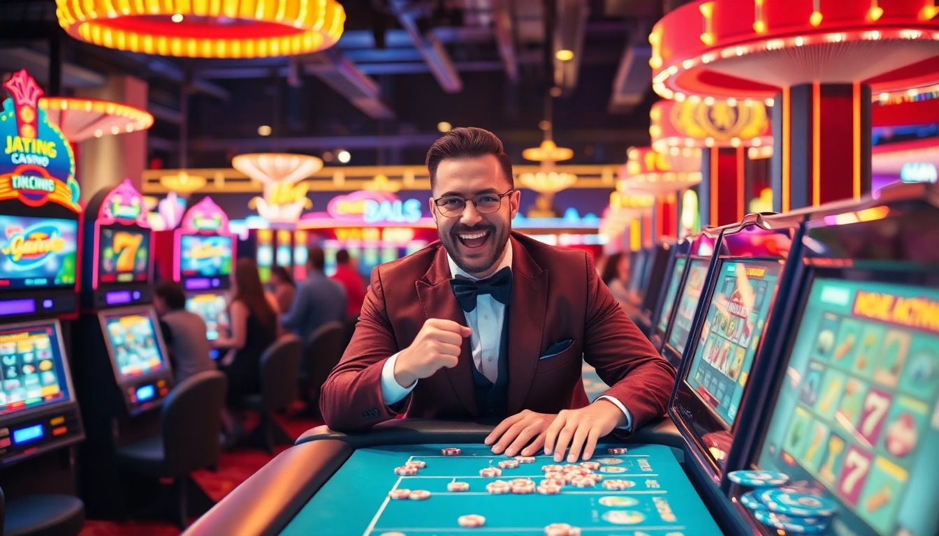 Vegas hero showcases unparalleled gaming skills in a vibrant casino atmosphere.
