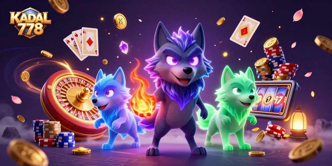 Spin to win with KADAL 778 at a vibrant casino scene filled with ghostly wolves and 3D game elements.