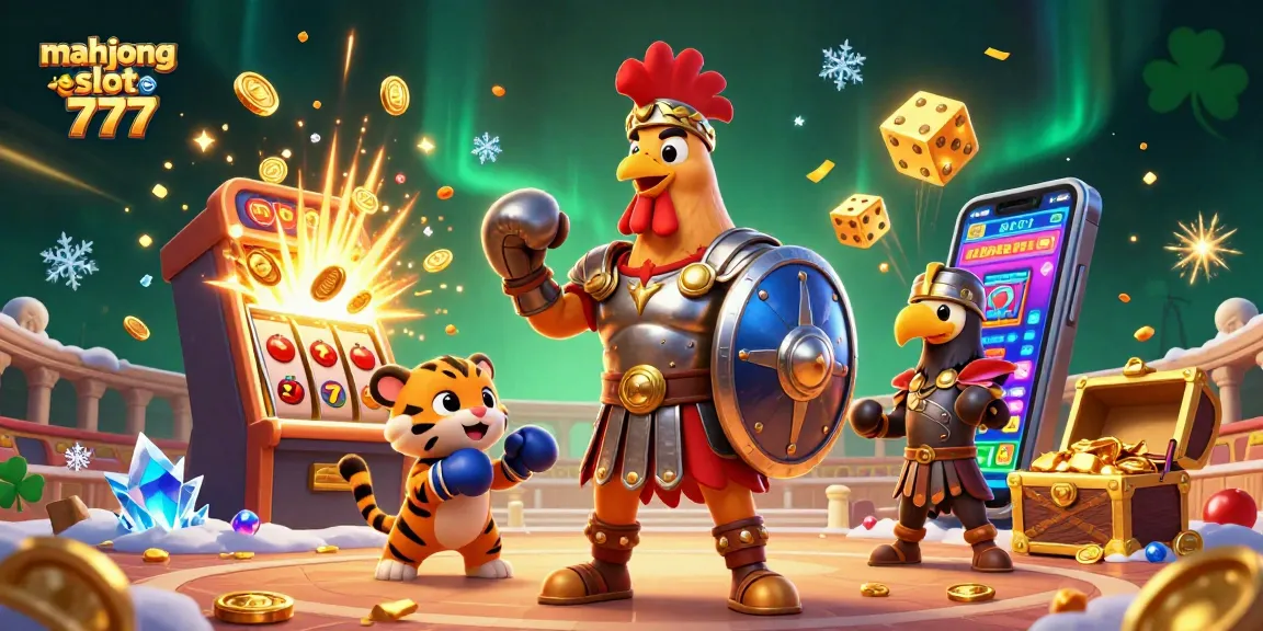 Experience the thrill of mahjong slot 777 with vibrant characters and dynamic casino elements exploding in excitement.