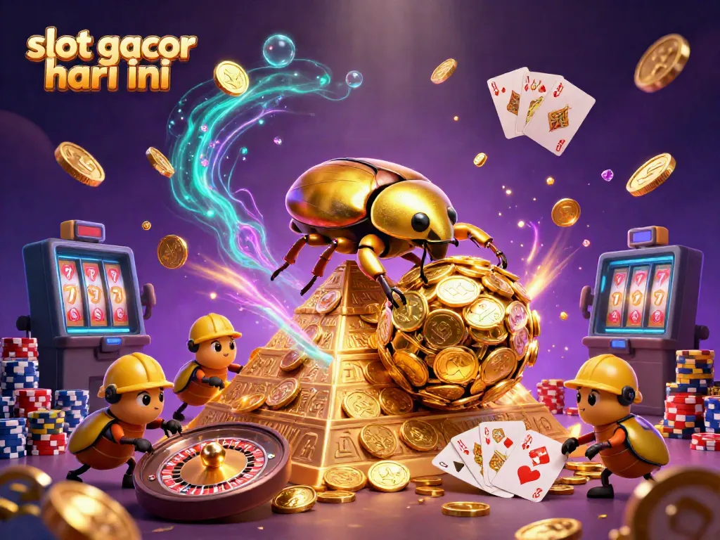 Menangkan slot gacor hari ini dengan gambar 3D kartun yang menampilkan kupu-kupu emas dan simbol kasino.