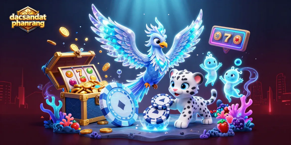 Engage in thrilling gameplay with dacsandatphanrang, showcasing an ice phoenix and poker chip in an exciting casino scene.
