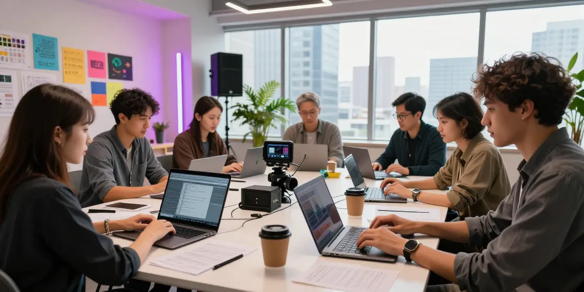 Dynamic team collaboration at Dreambox Studio Singapore showcasing creative video production.