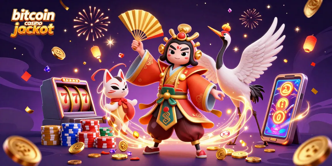 Experience the excitement of bitcoin casino jackpot with vibrant characters and dynamic gaming elements surrounding them.