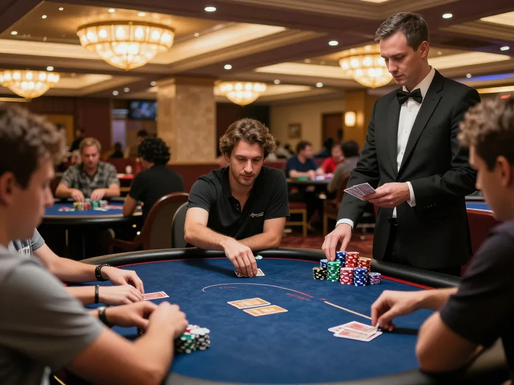 Players strategizing their bets at a high-stakes game, capturing the essence of tylekeonhacai88 in action.