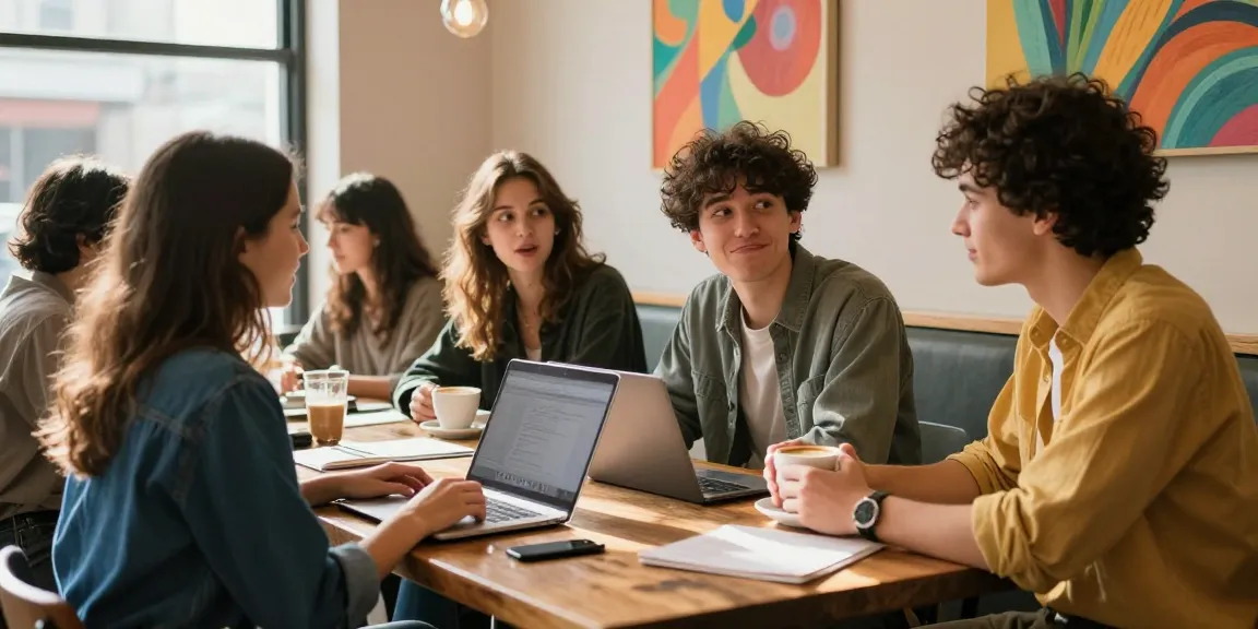 Young adults sharing a coffee while feeling a crush on each other in a cozy coffee shop.