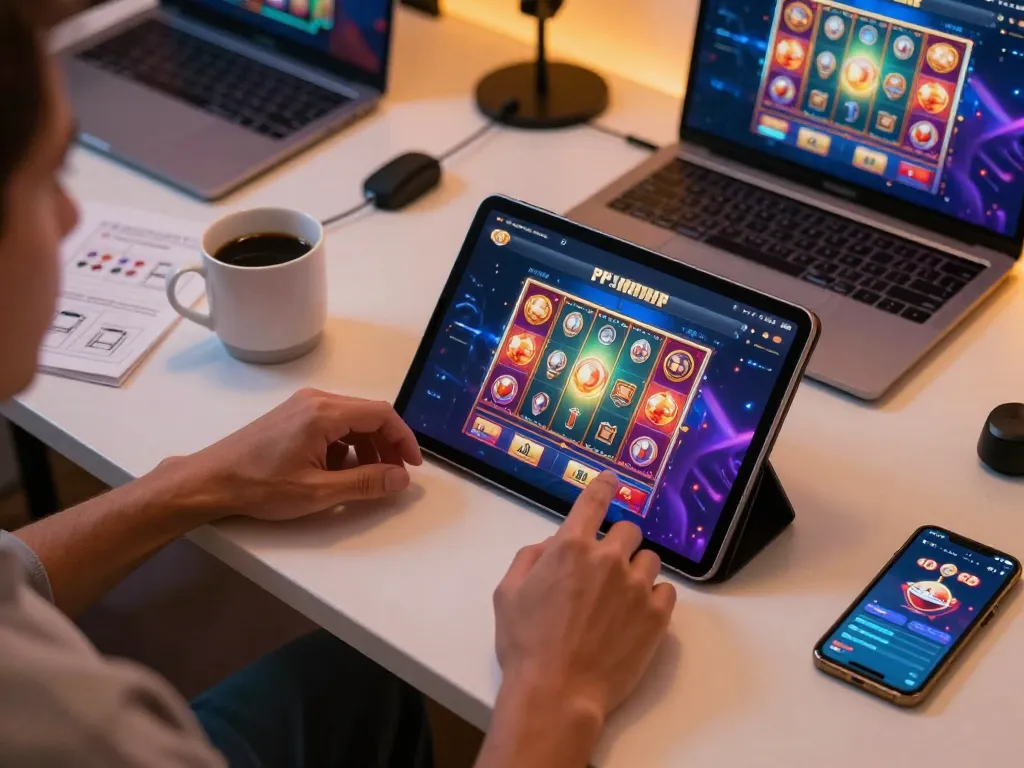 Engaging with PH33's exciting casino app during a cozy home gaming session