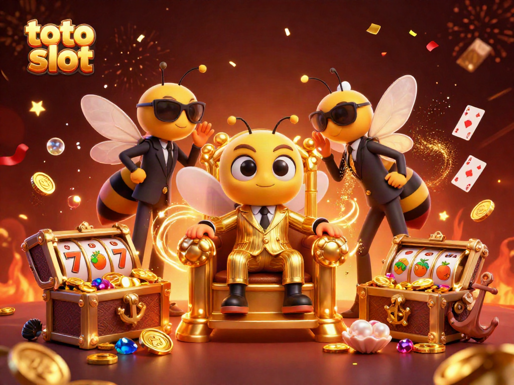 Engage with the brilliant toto slot in this vibrant 3D casino scene featuring a bumblebee mob boss.