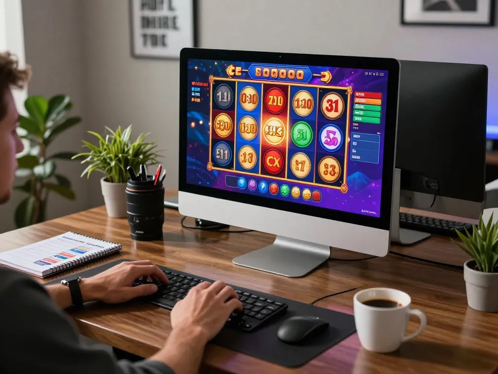 Engage with thrilling games on 789clubgo through a dynamic online gaming setup showcasing vibrant slot visuals.