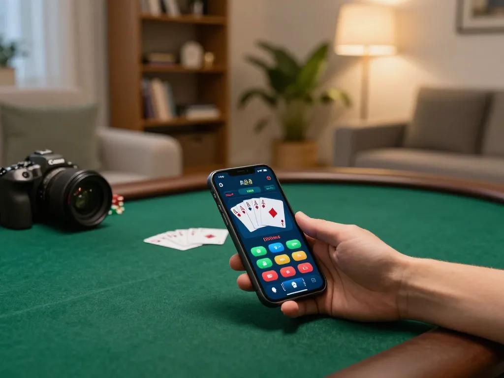 Players enjoy their online casino gaming experience on ALO8 with a smartphone in a cozy home setting.