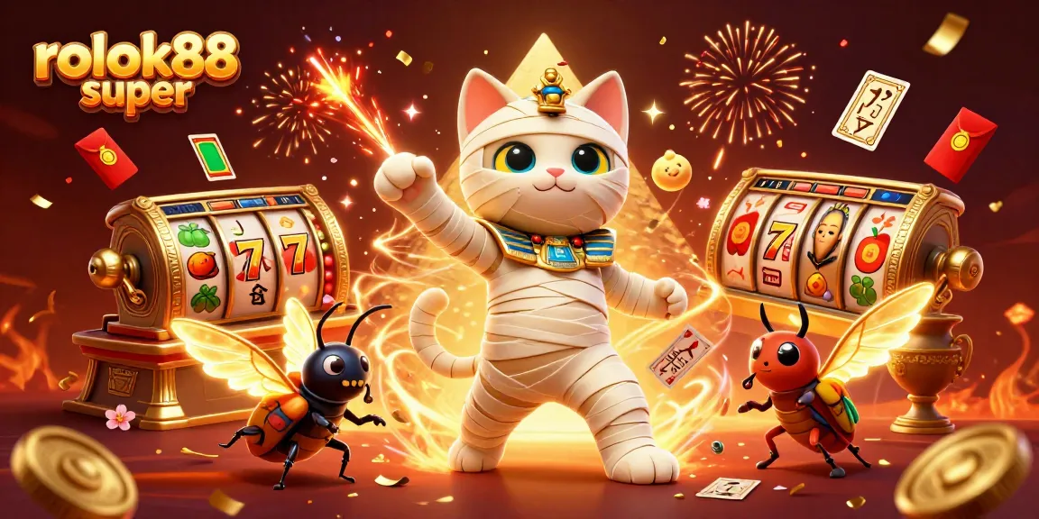 Experience the thrill of winning with rokok88 super in a vibrant 3D casino scene featuring unique characters and elements.