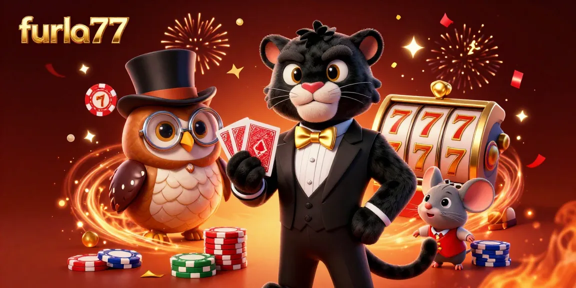 Experience the thrill of furla77 casino's jackpot wins with a stylish black panther dealer and lucky characters.