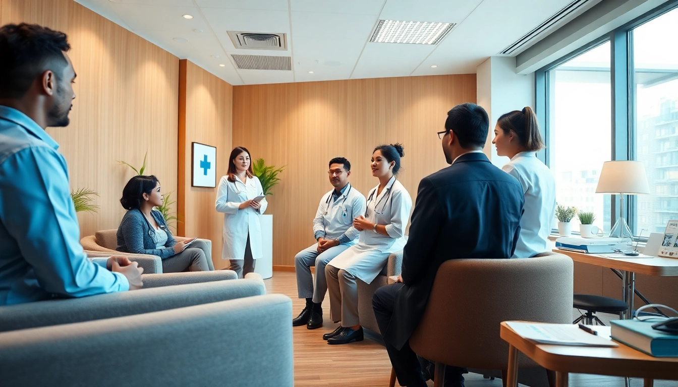 Engaging health check Sydney CBD consultation with healthcare professionals interacting with patients.