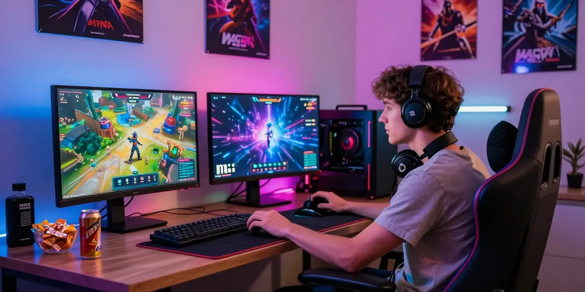 NAGA2000 player immersed in gaming experience with vibrant setup