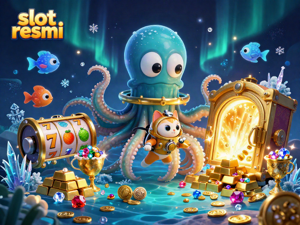 Experience the thrill of slot resmi with a vibrant underwater 3D casino scene filled with treasures