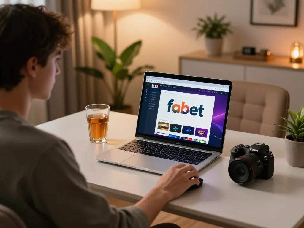 Engaged player gambling on fabet platform at home, showcasing online betting excitement.