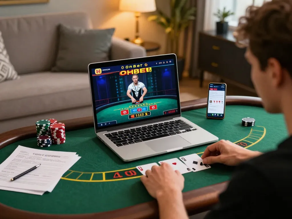 Engaging in Onbet's live dealer blackjack for strategic gameplay.