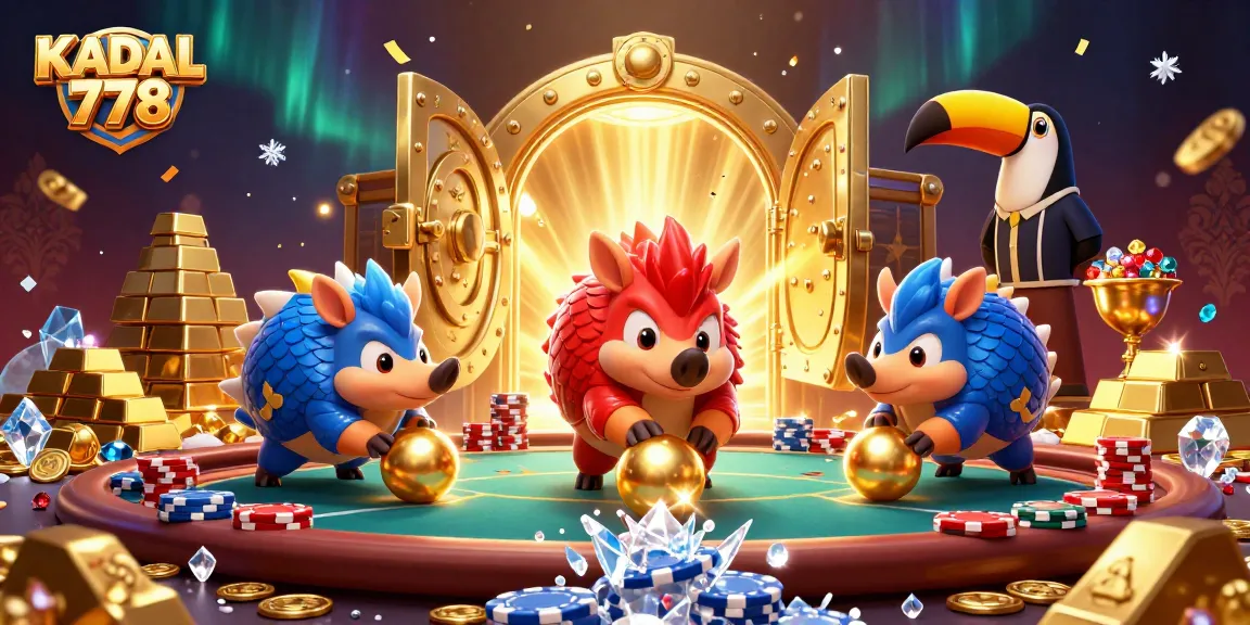 KADAL 778 pangolins compete fiercely in a vibrant casino-themed showdown.