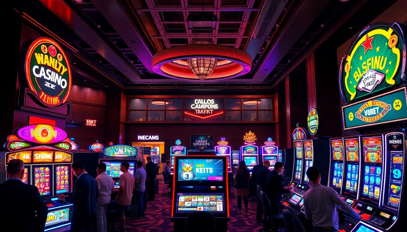 Engaging casino scene highlighting vibrant slot machines, capturing the liveliness of halaman ini.