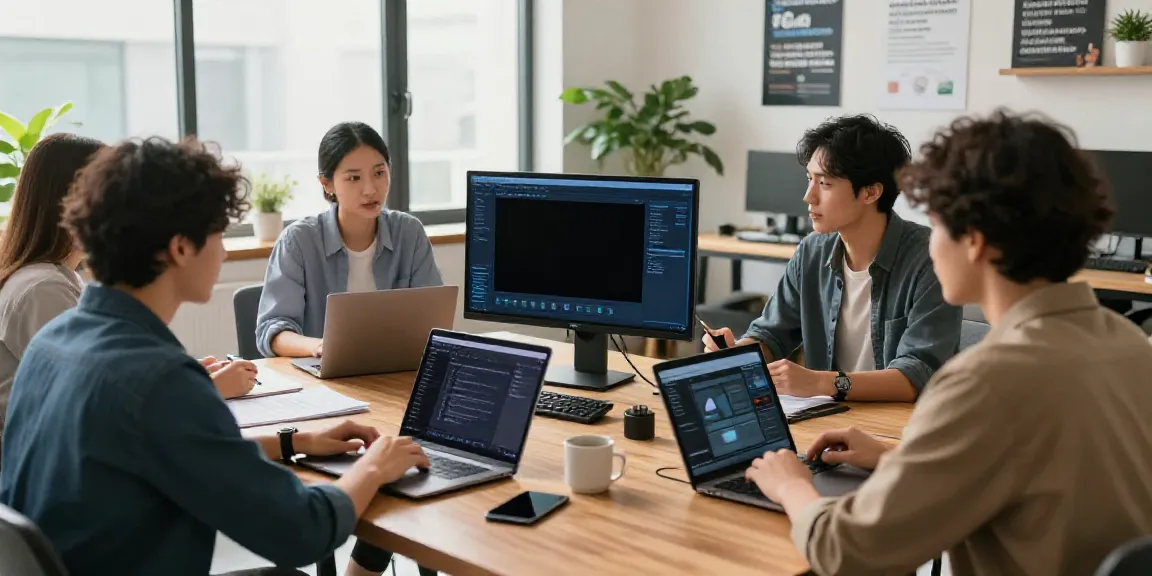 Team collaboration in a vibrant office demonstrating AI content generation for local businesses.